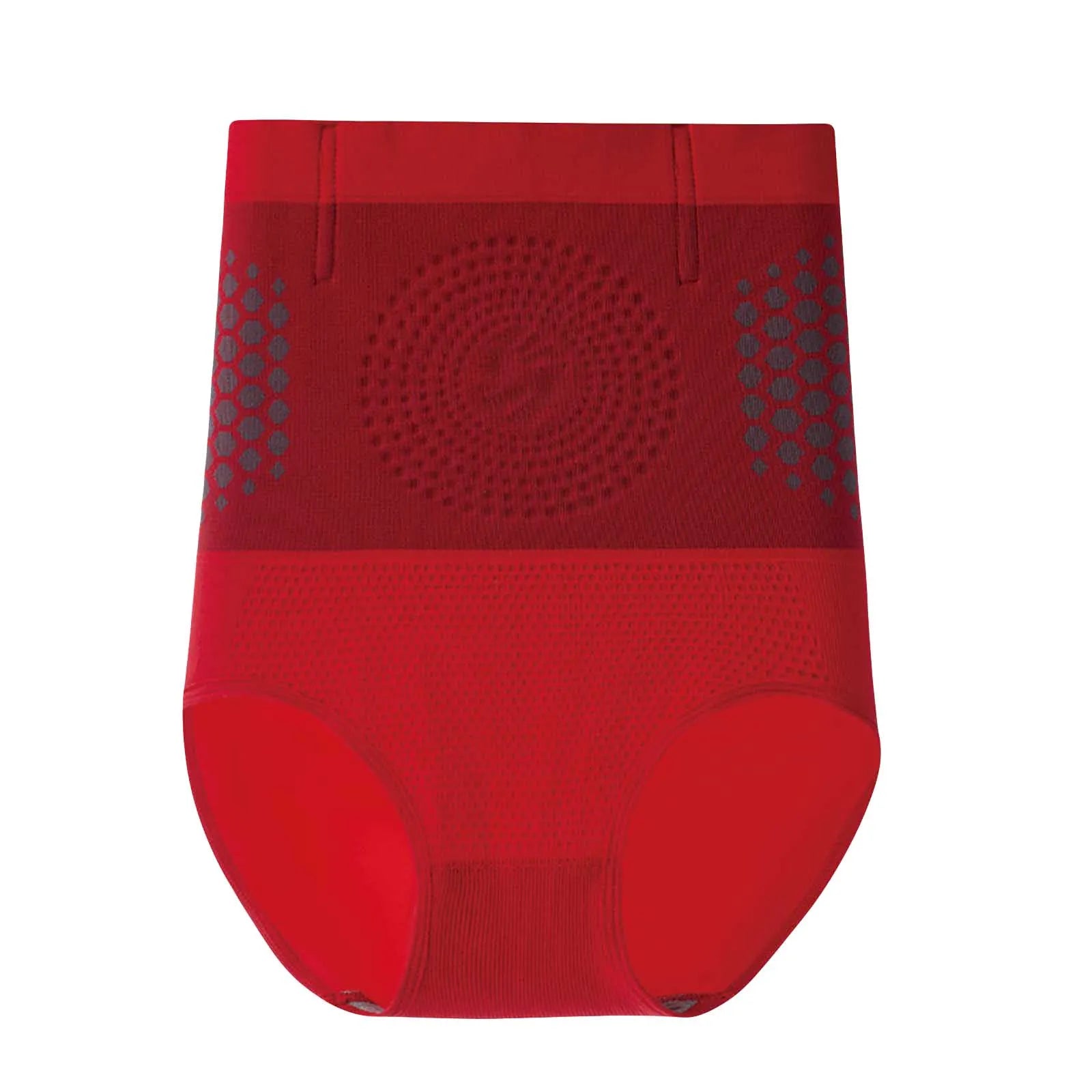 Seamless High Waist Body Shaping Panties for Women Abdomen Control Therapy Warm Uterus Slimming Underwear Shaper Briefs Peaceful Pleasures Health and Wellness Red M