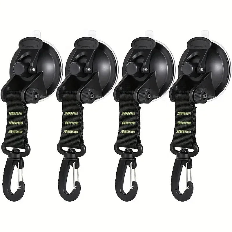 Car Tent Suction Cup Hooks | Camping Awning Buckle Clips 4-Pack