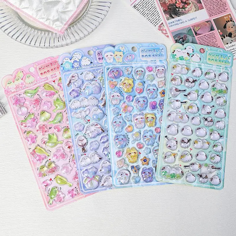 3D Puffy Bird Stickers – Cute Cartoon Decals for Scrapbooking