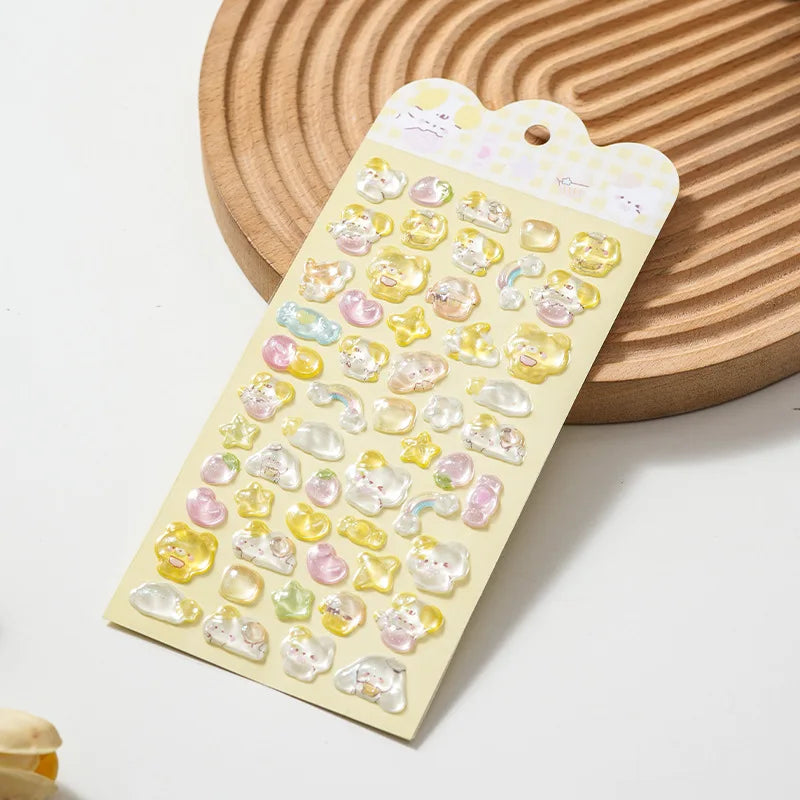 3D Relief Cartoon Crystal Stickers – Phone, Journal & Anime Decor