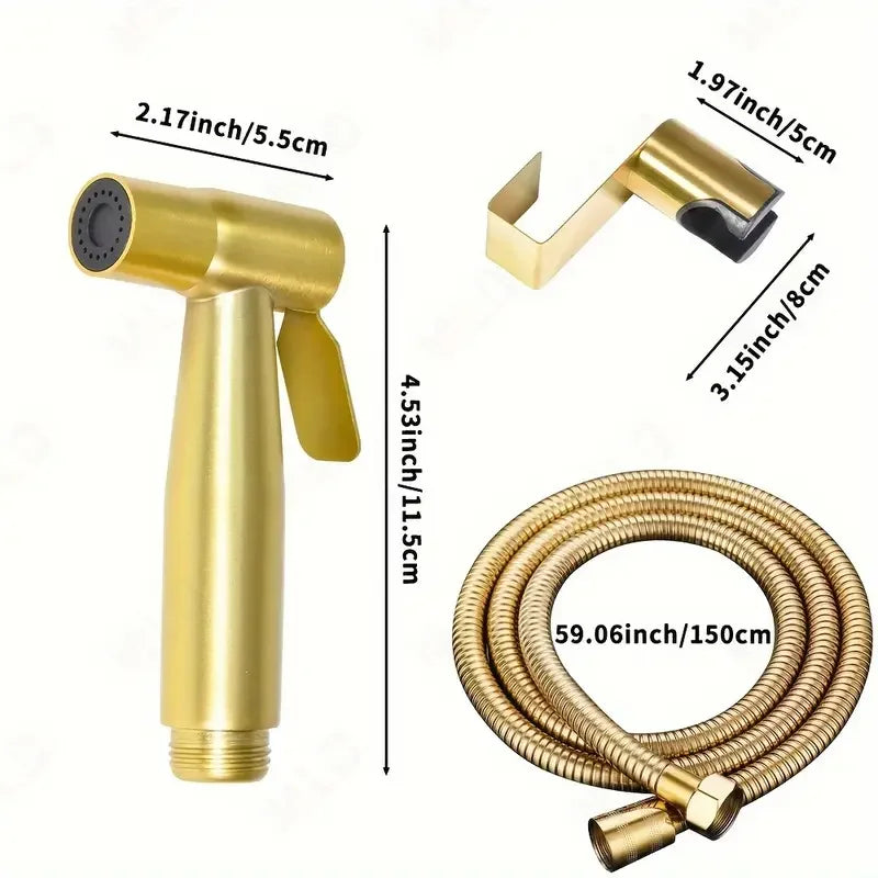 Golden Handheld Bidet Sprayer Set | Stainless Steel 59" Hose