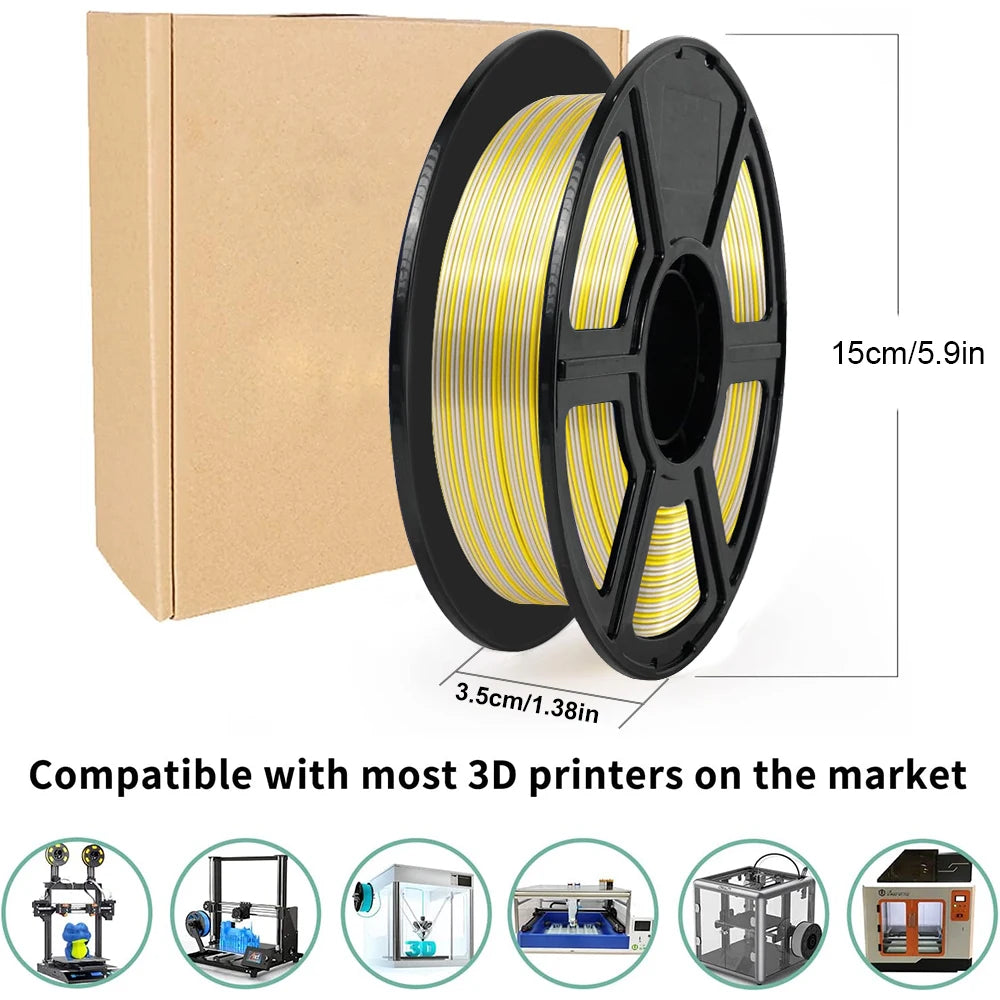 Silk PLA+ Dual Color 3D Filament 1.75mm 250G | DINGSUN 3D
