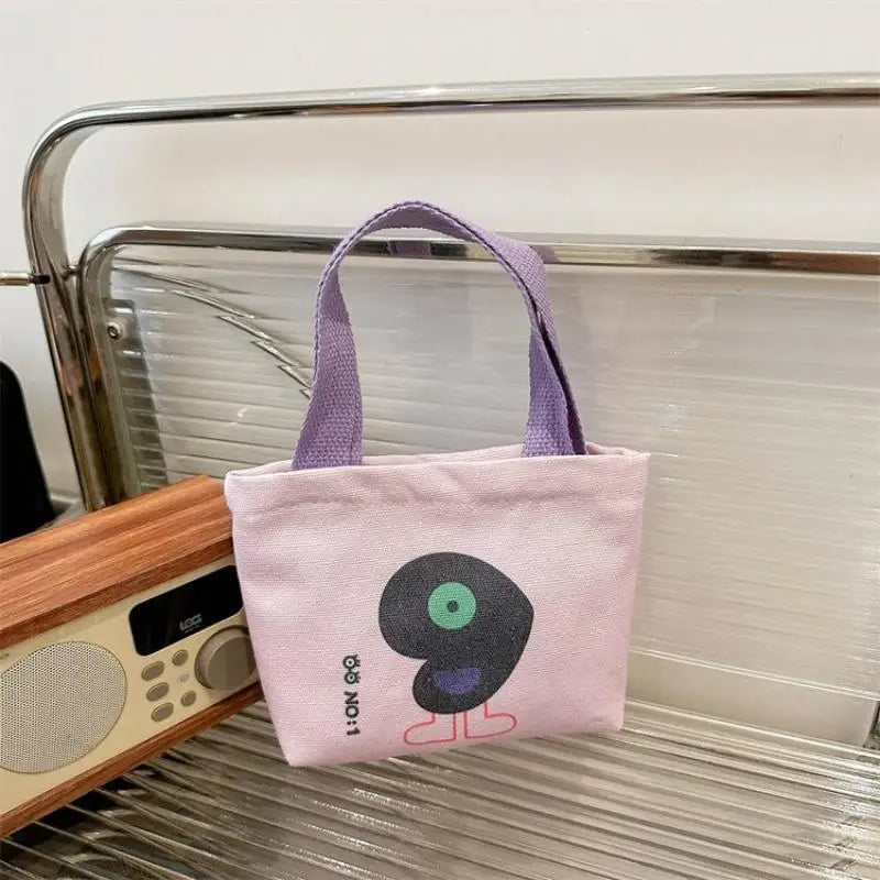 Korean Style Mini Canvas Handbag – Cute Cartoon Tote Bag