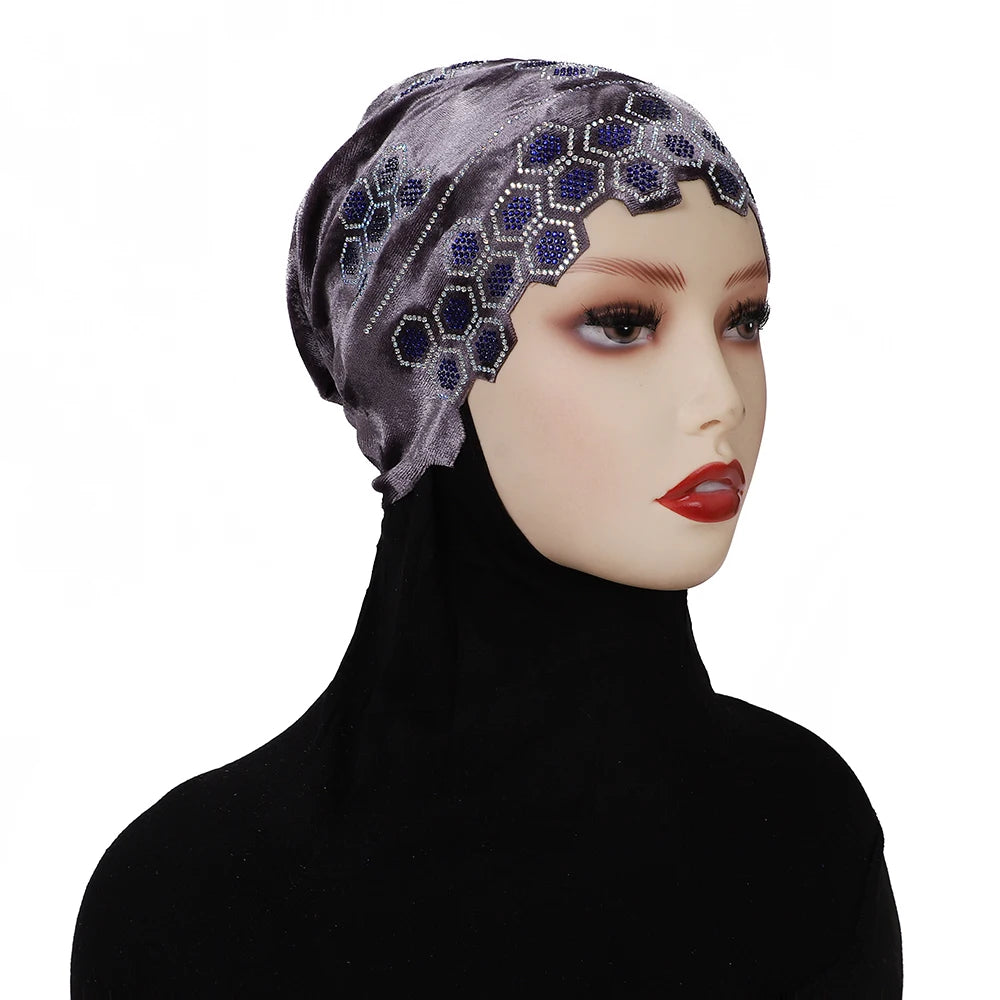 Rhinestone Headband Hijab Instant Turban Scarf | 12 Colors