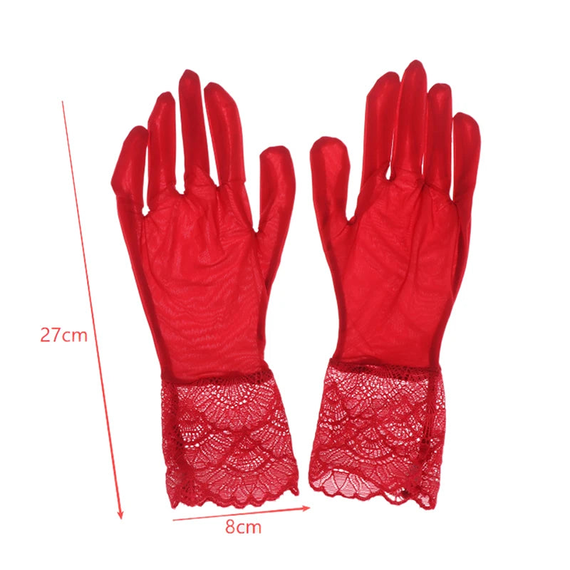 NEW Women Oil Glossy Tight Stocking Gloves Sexy High Elastic Transparent Ultra-Thin Clubwear Short Wrist Gloves Peaceful Pleasures Health and Wellness