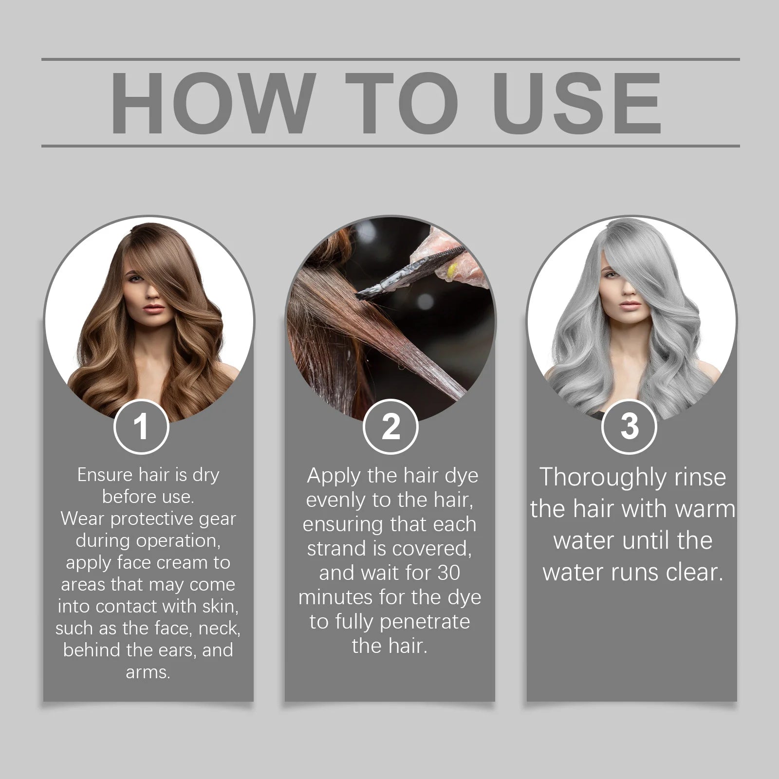 Gray Color Hair Dye Cream Light Color Silver Hair Long-Lasting Color Lock Shiny Hair Unisex Smoky Punk Style Hair Dyeing Cream Peaceful Pleasures Health and Wellness