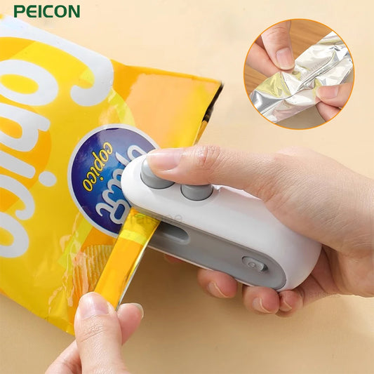 Mini Sealing Machine 2IN1 Heat Sealer Storage Bag Package Plastic Food Sealer USB Rechargable Clip Bag Handheld Food Heat Sealer Peaceful Pleasures Health and Wellness