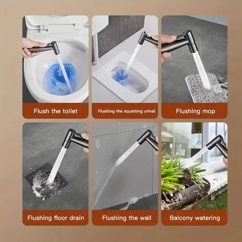 YANKE 3-Piece Stainless Steel Toilet Spray Gun & Nozzle Set