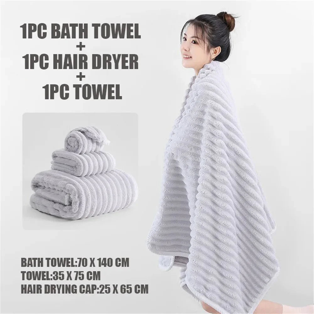 Coral Velvet Bath Towel Set – Soft, Absorbent, Non-Shedding