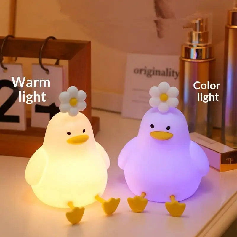 Cute Duck LED Night Light | USB Rechargeable Silicone Lamp LED Night Light Peaceful Pleasures Health and Wellness
