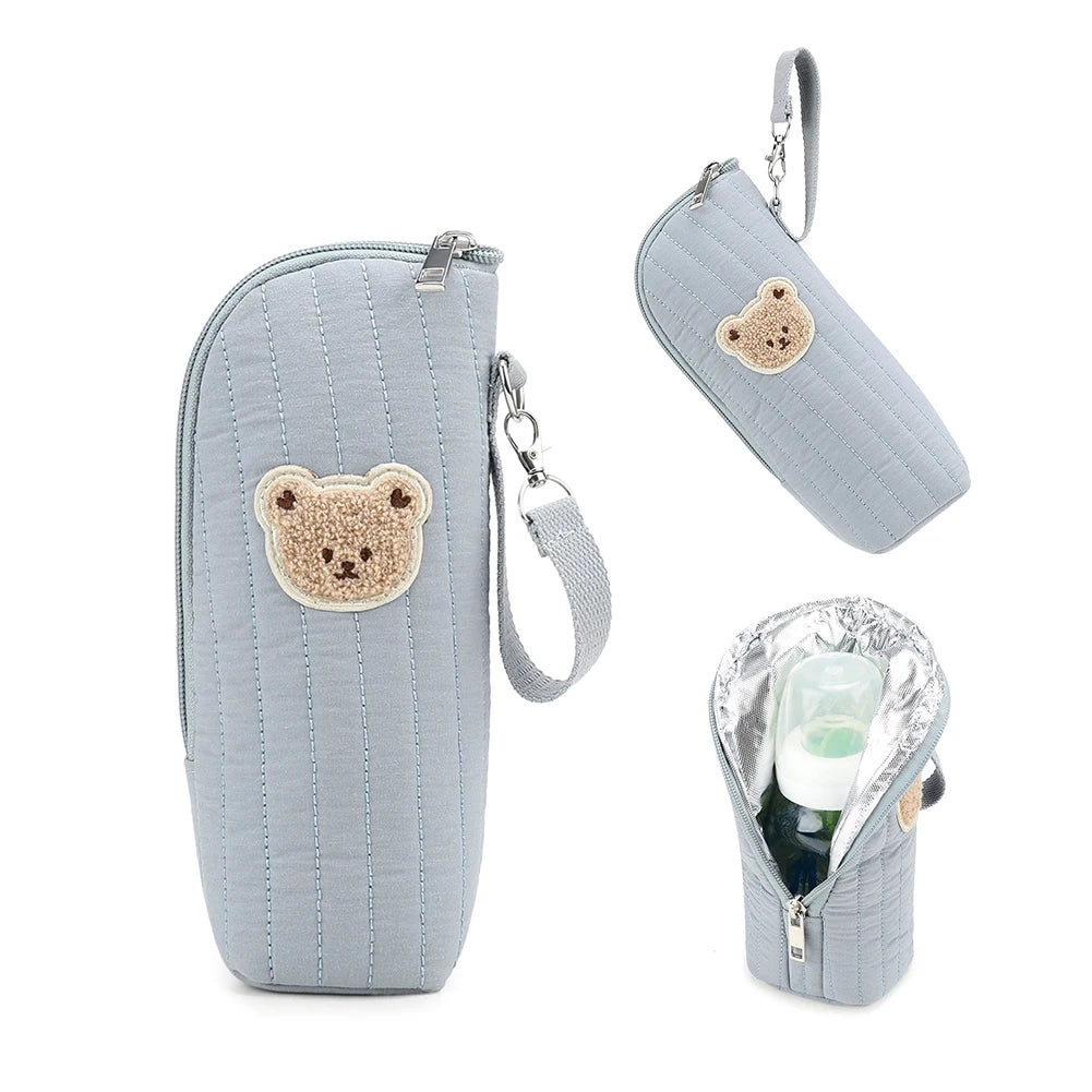 Baby Milk Bottle Warmer Bag,Plush Cartoon Bear Insulated Bag For Outdoor Travel Camping,Newborns Essential Travel Geared Peaceful Pleasures Health and Wellness