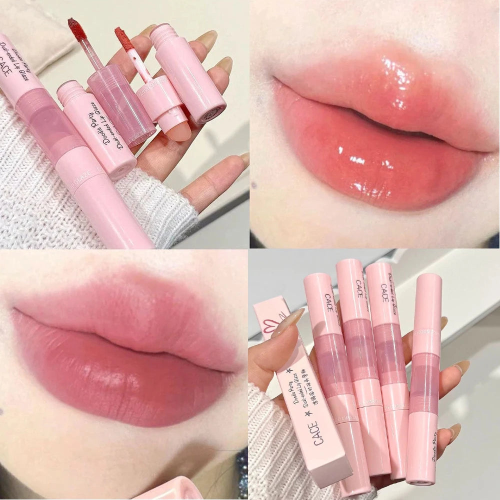 Double-Headed Lip Gloss | Matte Velvet & Mirror Finish, 4 Colors