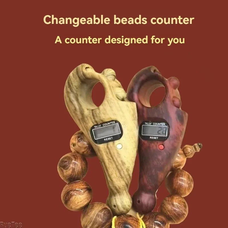 Digital Wooden Rosary Hand Counter | LCD Meditation Tally