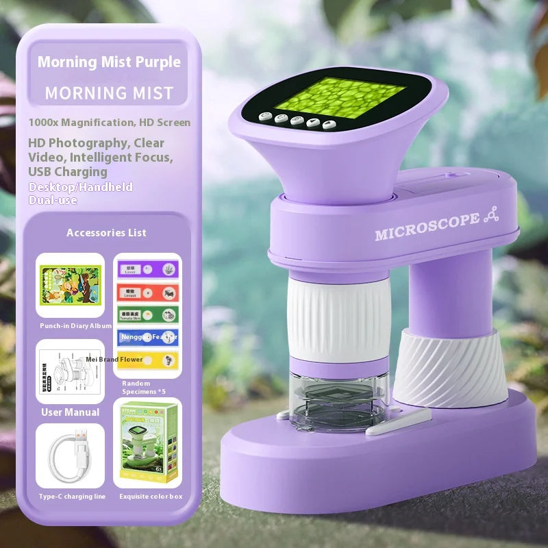 Optical Electron Microscope Professional Grade Children's Hd Microscope Portable Handheld Scientific Experiment Peaceful Pleasures Health and Wellness