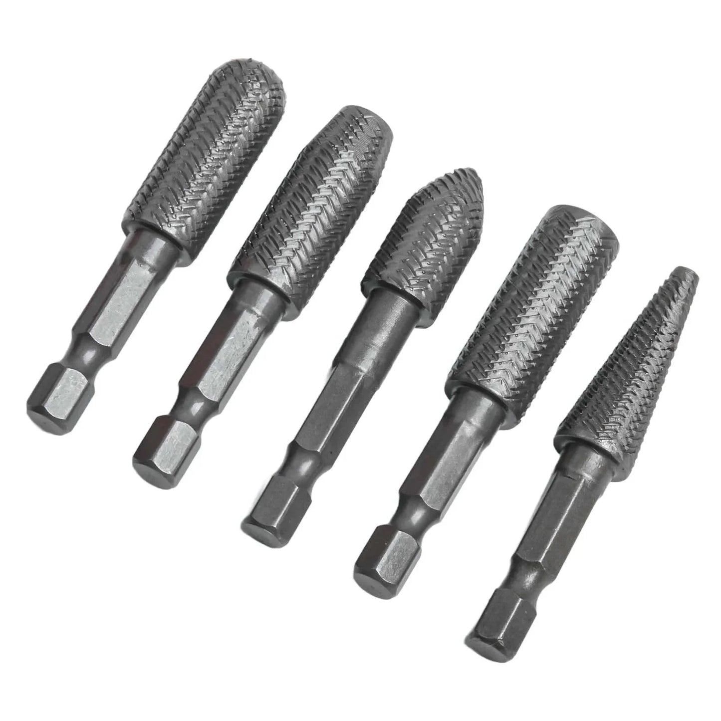 5-Piece Hex Shank Rotary Rasp Burr Set – Grind, Mill & File Steel