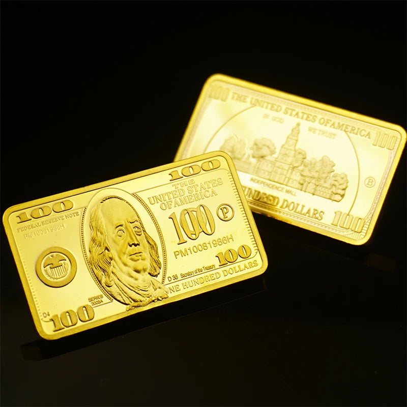USA $100 Gold-Plated Novelty Coin Bar | Collectible Gift