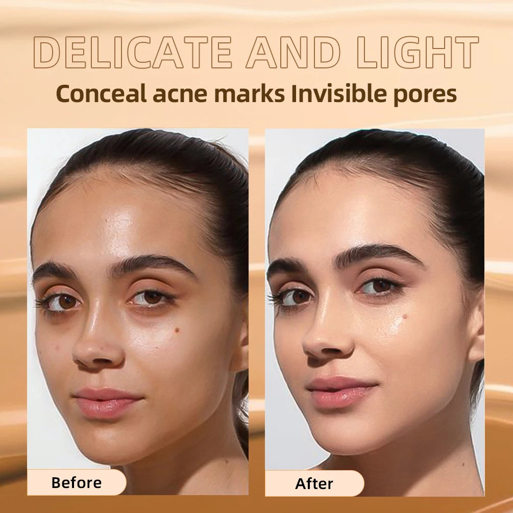 QIBEST Liquid Foundation Long-Lasting Waterproof Face Base Cream High Coverage Contour Concealer Moisturizing Makeup For Face Peaceful Pleasures Health and Wellness