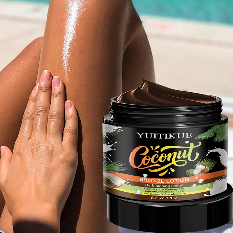 Yuitikue Coconut Bronze Tanning Lotion, 80g Dark Tan Accelerator with Fresh Coconut Moisture, Non-Greasy & Fast Absorbing Peaceful Pleasures Health and Wellness