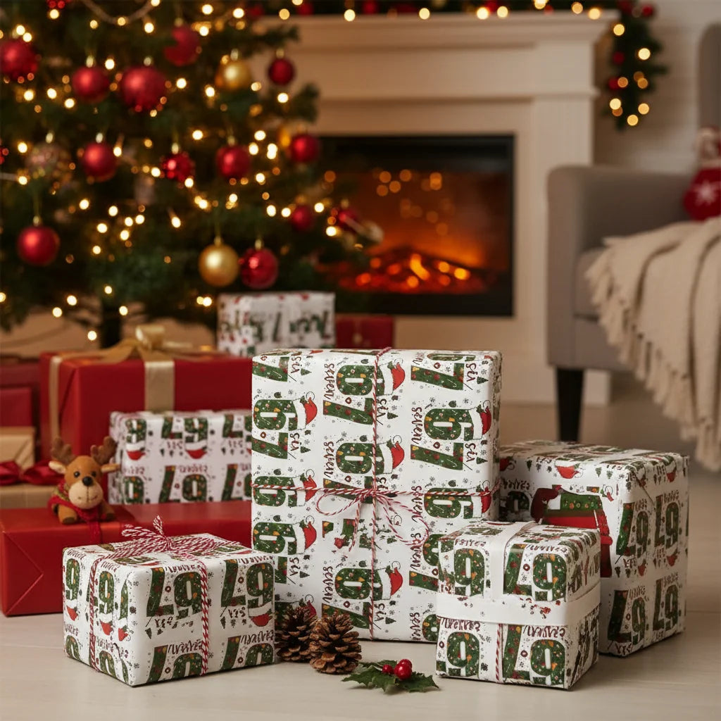 67 Meme Christmas Gift Wrap 90cm Long Roll 50cm Width Fun Holiday Party Present Wrapping Paper For Family Office Small Gift Shop Peaceful Pleasures Health and Wellness