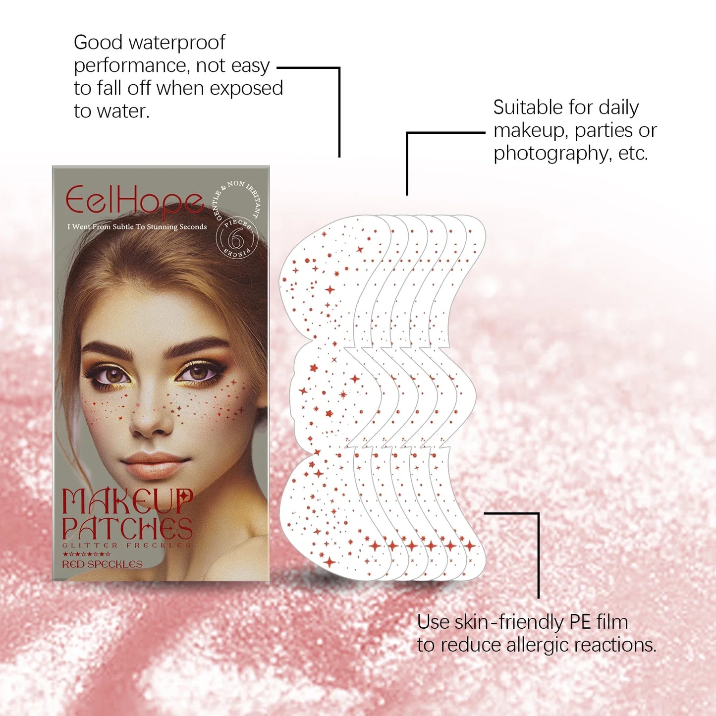 Glitter Freckle Temporary Tattoo Stickers – Metallic Star Face