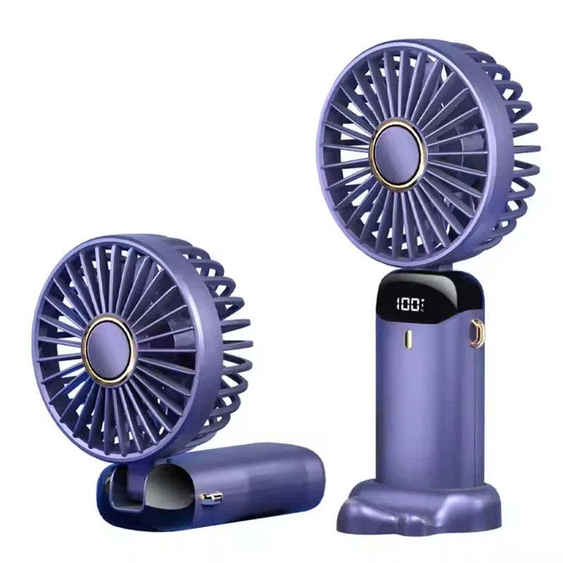 Powerful Fans Portable Electric Handheld Fan USB Rechargeable Hand-Held Hanging Small Fans for Home Travel Office Outdoor Peaceful Pleasures Health and Wellness Blue