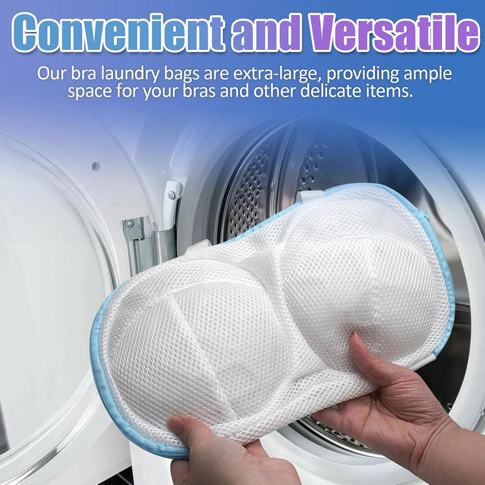 2 Pcs Bra Washing Bags for Laundry – 3D Protective Bracket Lingerie Wash Bag, Non-Deform Dryer Safe
