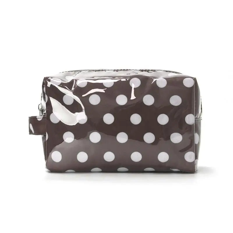Polka Dot PVC Cosmetic Bag – Waterproof Travel Toiletry Organizer