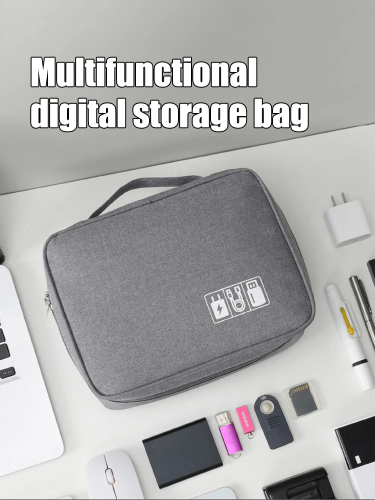 Multifunctional Digital Bag Data Cable Headphones Hard Drive Power Supply Digital Handbag Electronic Accessory Storage Bag Peaceful Pleasures Health and Wellness