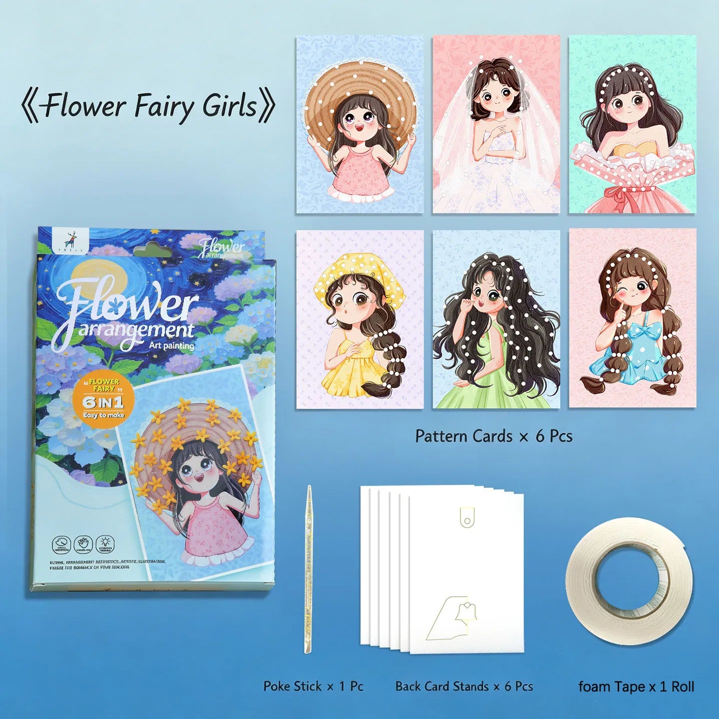 Flower Cutting Cardboard Girl Poking Fun Handmade DIY Homemade Card