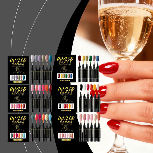 5ml Nail Gel Polish Set DIY Nail Art Design 6PCS Manicure Painting Gel Kit Long Lasting Fashion Color Mixing Nail Art Brush Tool Peaceful Pleasures Health and Wellness