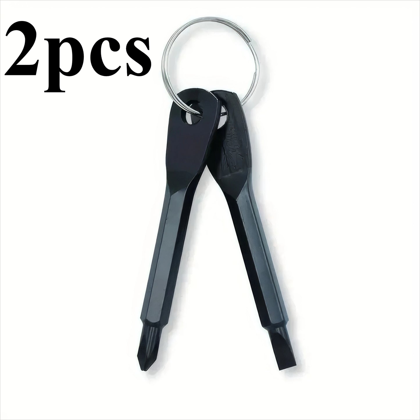 Keychain Screwdrivers Black Silver Durable Steel Portable Screwdriver