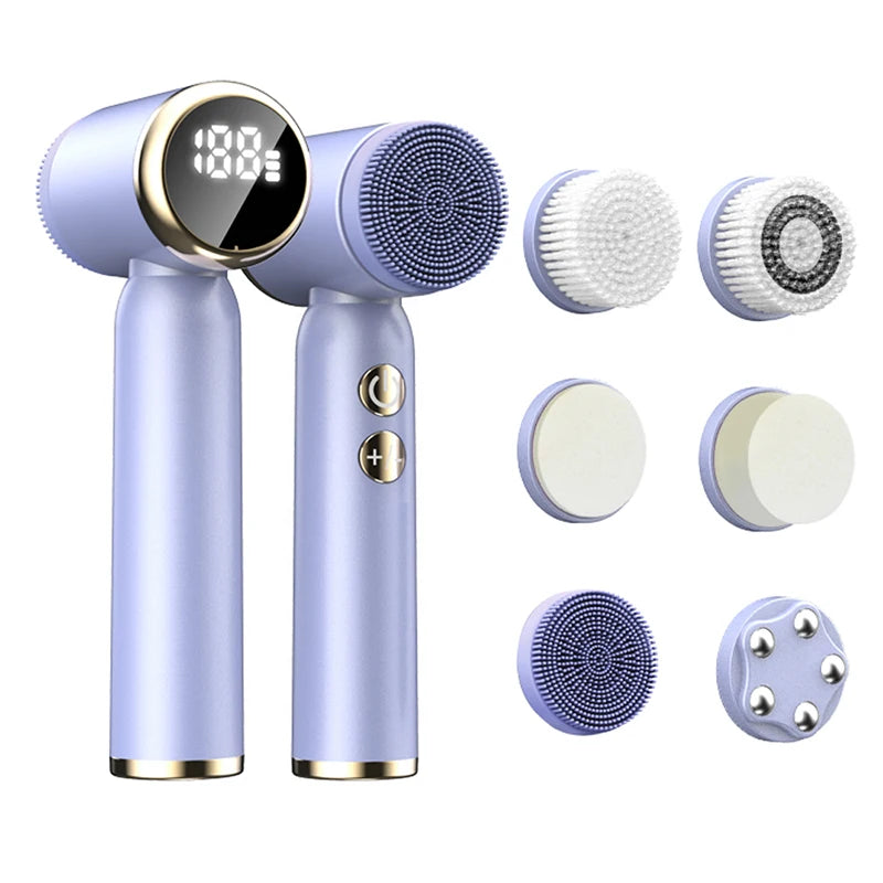 Share Private Label Facial Cleanser Massage Brush Set Facial Cleansing Face Wash Mens Machine Skin Clean Beauty Device Peaceful Pleasures Health and Wellness VIOLET/紫罗兰