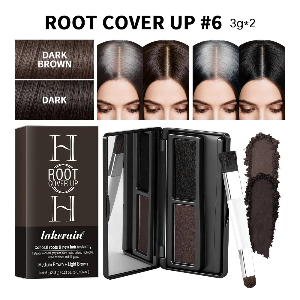 2in1 Hair Dye Palette with Brush Black Brown Coffee Long Lasting Temporary Hair Coloring Covered White Hairs Hairline Waterproof Peaceful Pleasures Health and Wellness 6Dark Brown and Dark