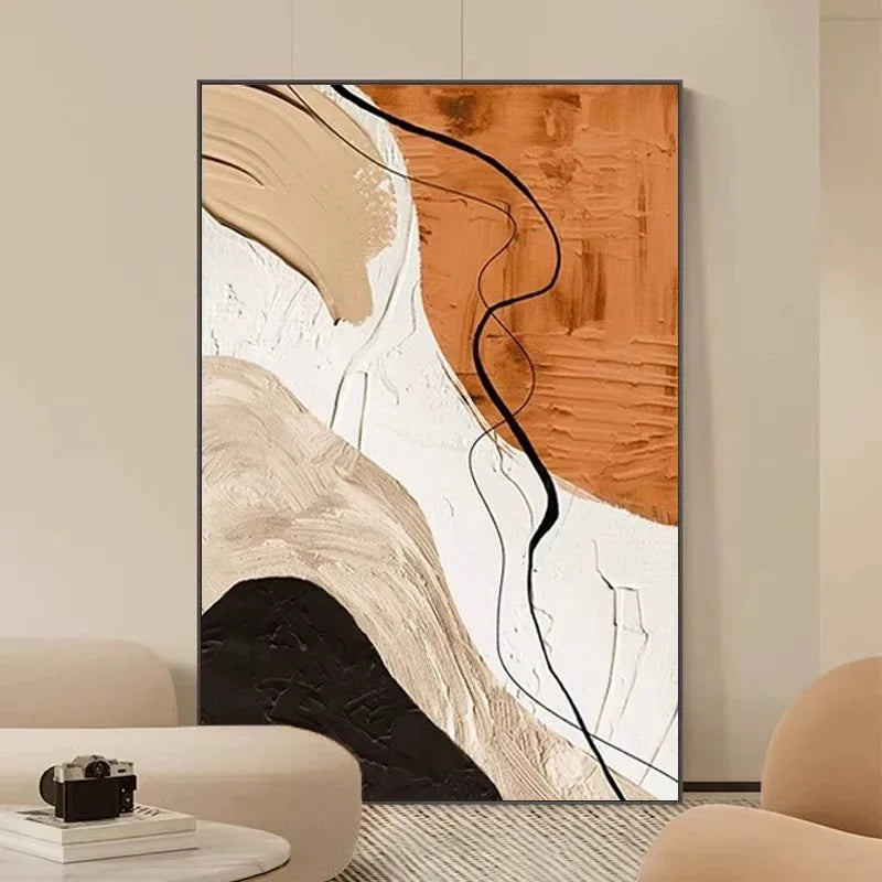 Nordic Modern Abstract Color Matching Thick Oil Handmade Oil Painting For Home Decoration Bedroom Dining Room Living Room Mural Peaceful Pleasures Health and Wellness Red 120cmx240cm