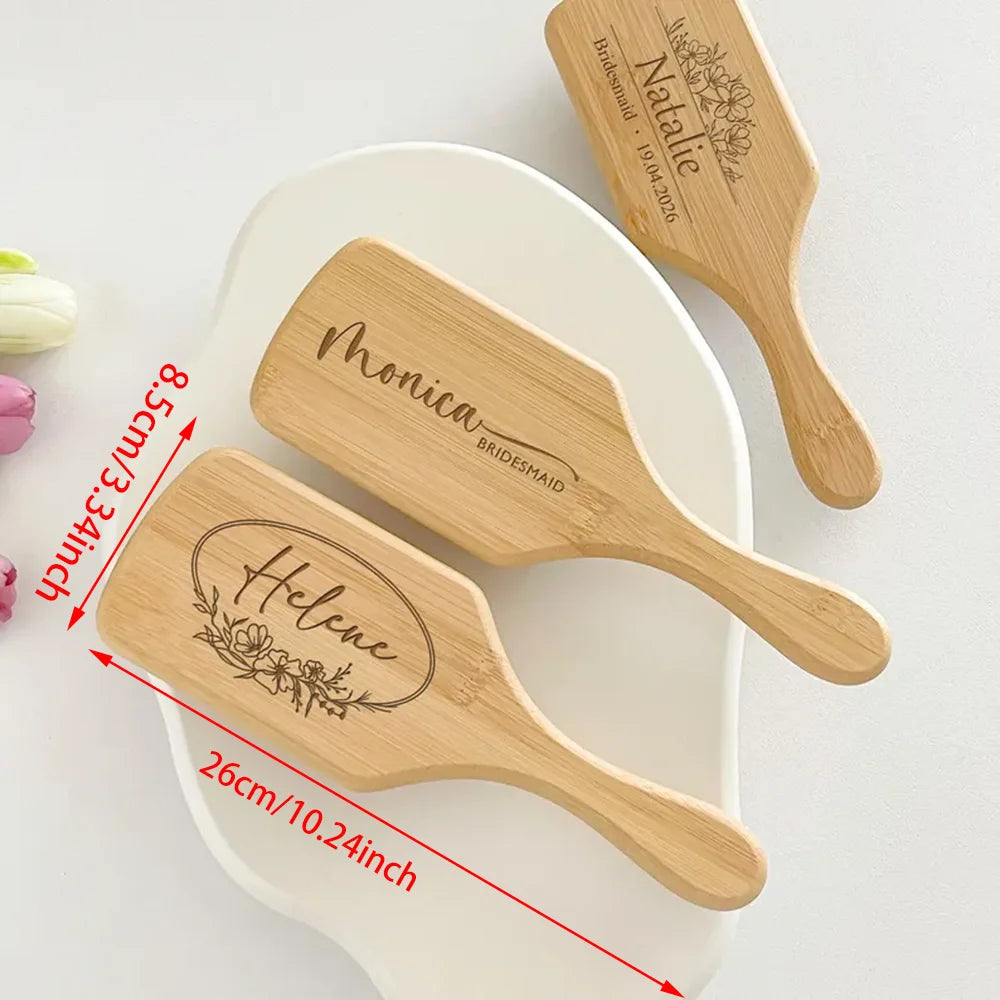 Personalised Engraved Bamboo Hairbrush | Bridesmaid Wedding Gift