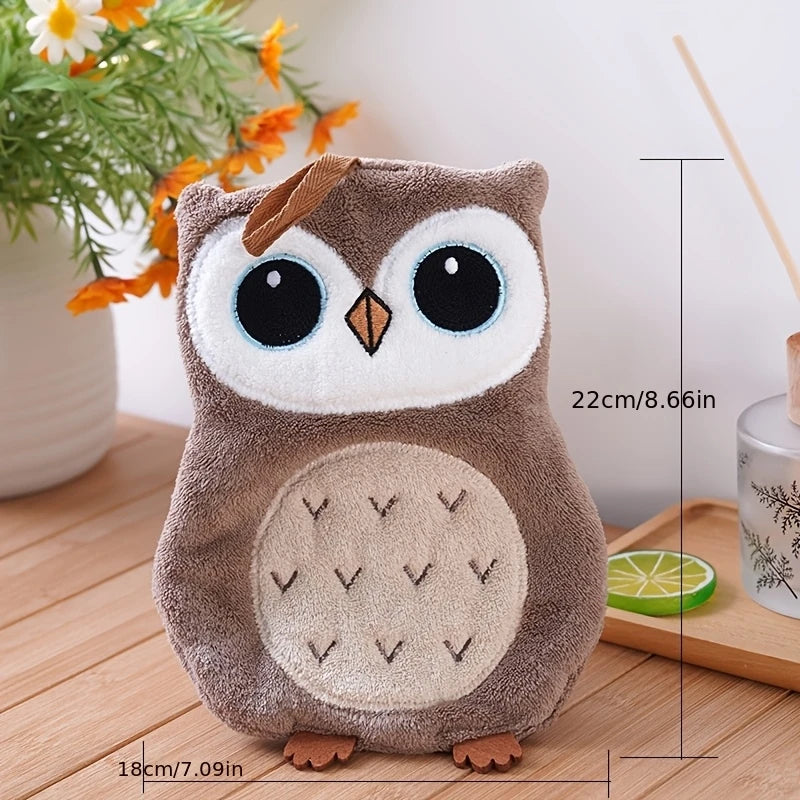 2-Pack of Randomly Designed Owl-Shaped Bathroom Hand Towels, Hangable Hand Towels from the Owl Series, Non-Shedding, Non-Smelling, Super Soft Peaceful Pleasures Health and Wellness