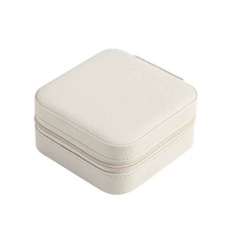 Mini Jewelry Storage Box Multifunctional Travel Jewelry Organizer Case for Stud Earrings Rings Necklaces Bracelets Peaceful Pleasures Health and Wellness WHITE