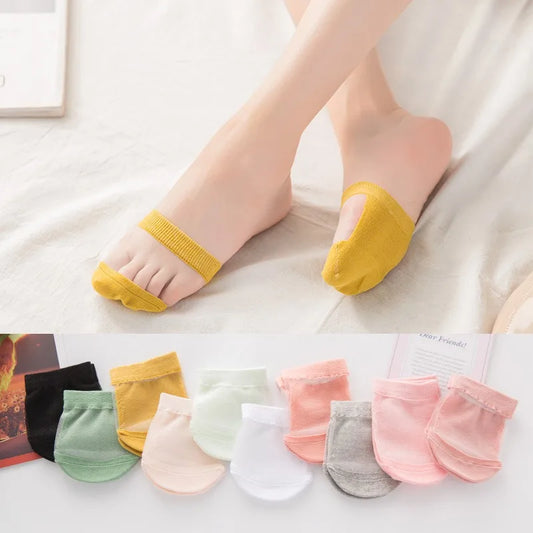 5 Pairs of Summer Women's Ice Silk Boat Socks, Half Foot Socks, Pure Cotton Invisible Breathable Forefoot Socks Peaceful Pleasures Health and Wellness