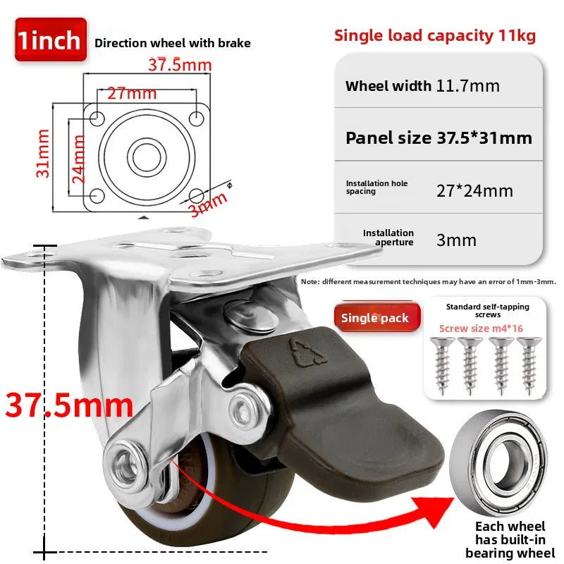 4PCS 360° Heavy Duty Swivel Caster Wheels – Red Trolley Castors