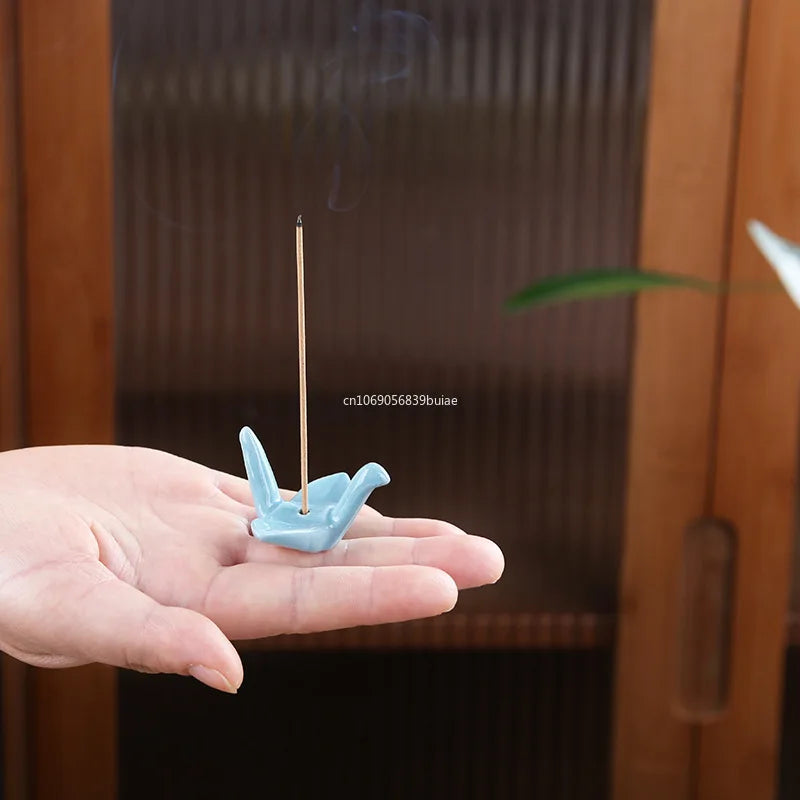 Paper Crane Ceramic Incense Stick Holder & Burner | Home Decor