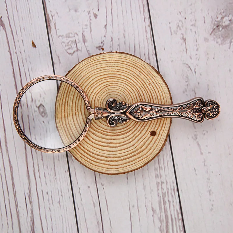 Vintage Metal Handle Reading Magnifying Glass, Portable Handheld Magnifying Glass Peaceful Pleasures Health and Wellness red