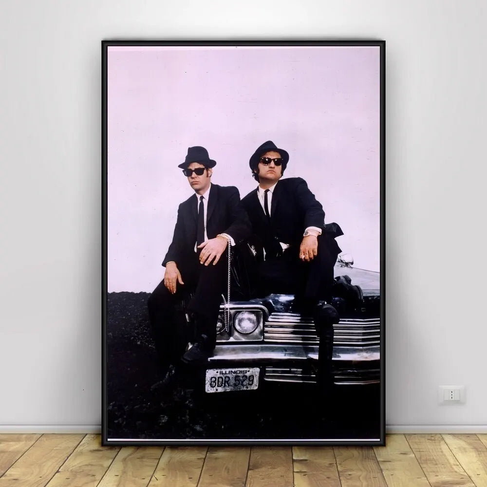 Vintage Blues Brothers Canvas Wall Art Classic Movie TV Show Poster Retro Print for Home Bedroom Living Room Decoration Peaceful Pleasures Health and Wellness 9 50x70cm Unframed