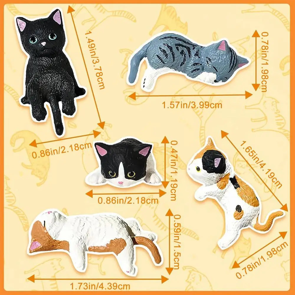 5-Piece Mini Cat Figurines – Home, Car & Desktop Décor