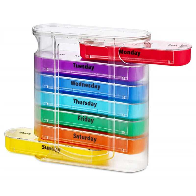 7 Days Pill Medicine Box Weekly Monthly Tablet Holder Storage Organizer Container Case Pill Box Splitters Pharmacy Pill Case Peaceful Pleasures Health and Wellness