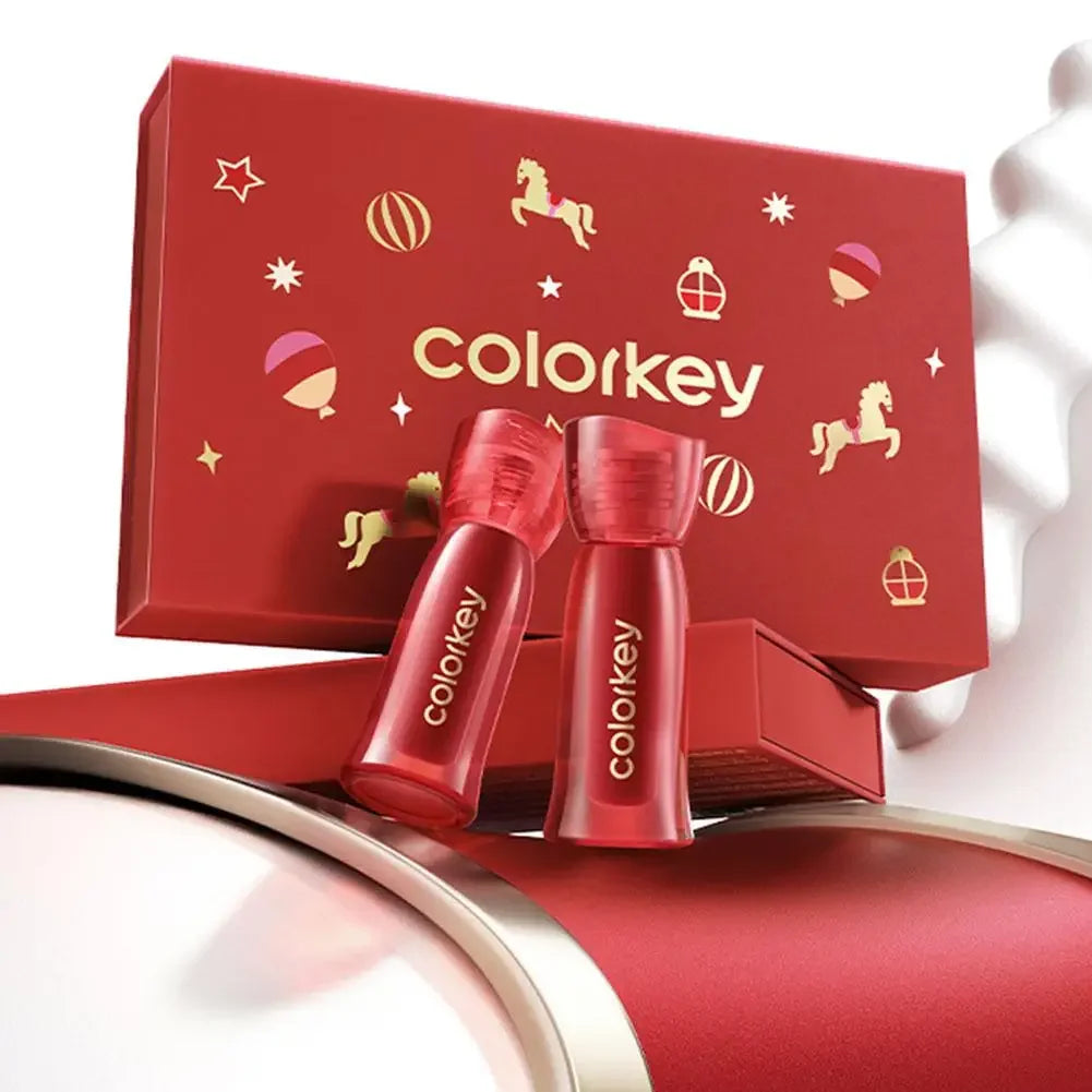 COLORKEY [Year of the Horse Limited Edition] Water Mist Lip Glaze Set Unique Gift Box Matte Velvet Lipstick Eyeshadow Makeup Peaceful Pleasures Health and Wellness