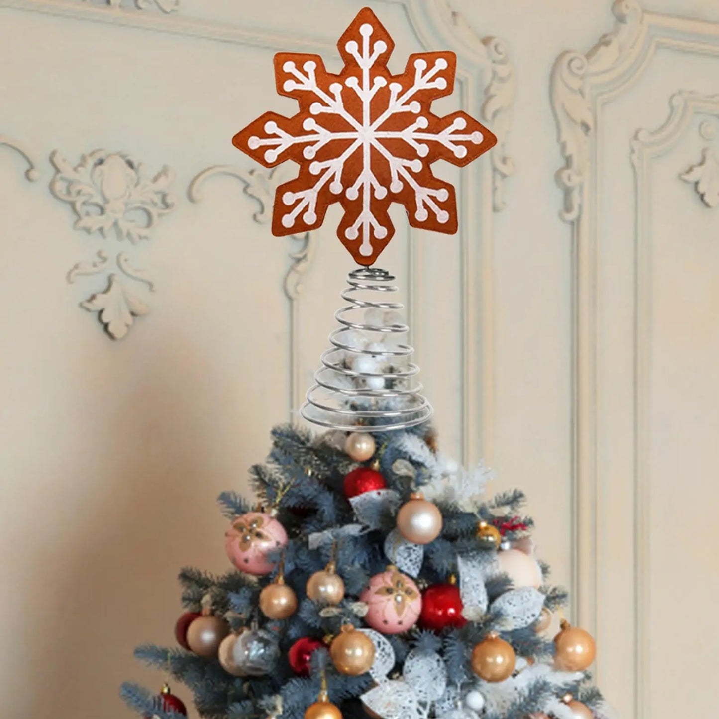 Felt Christmas Tree Topper Star & Snowflake Holiday Decor
