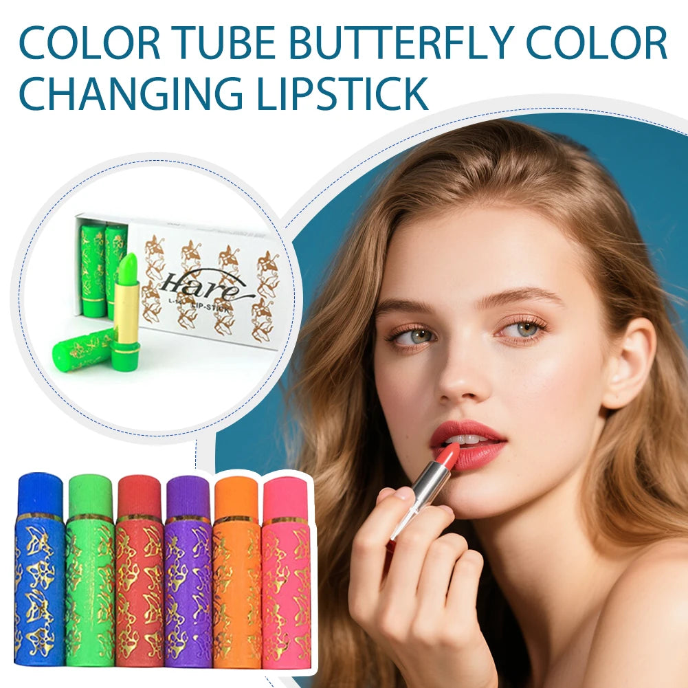 6-Pack Color-Changing Moisturizing Lipstick Set | Butterfly Tube