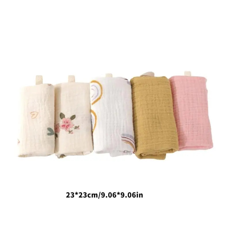 Baby Washcloths 5-Pack | 4-Layer Soft Cotton Muslin Towels
