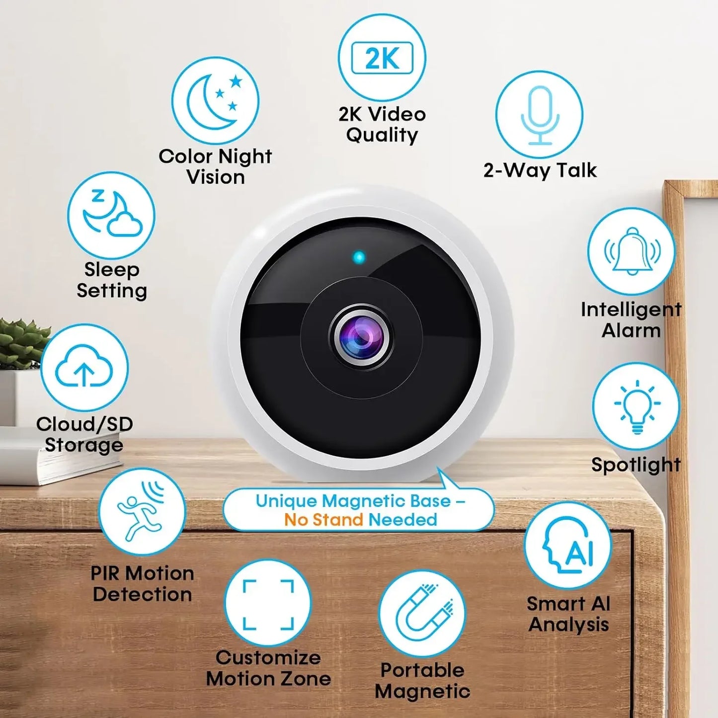 Wireless Outdoor Security Cameras 2-Pack: Magnetic Mount, 2K HD, AI Motion Detection, Long Battery Life Peaceful Pleasures Health and Wellness