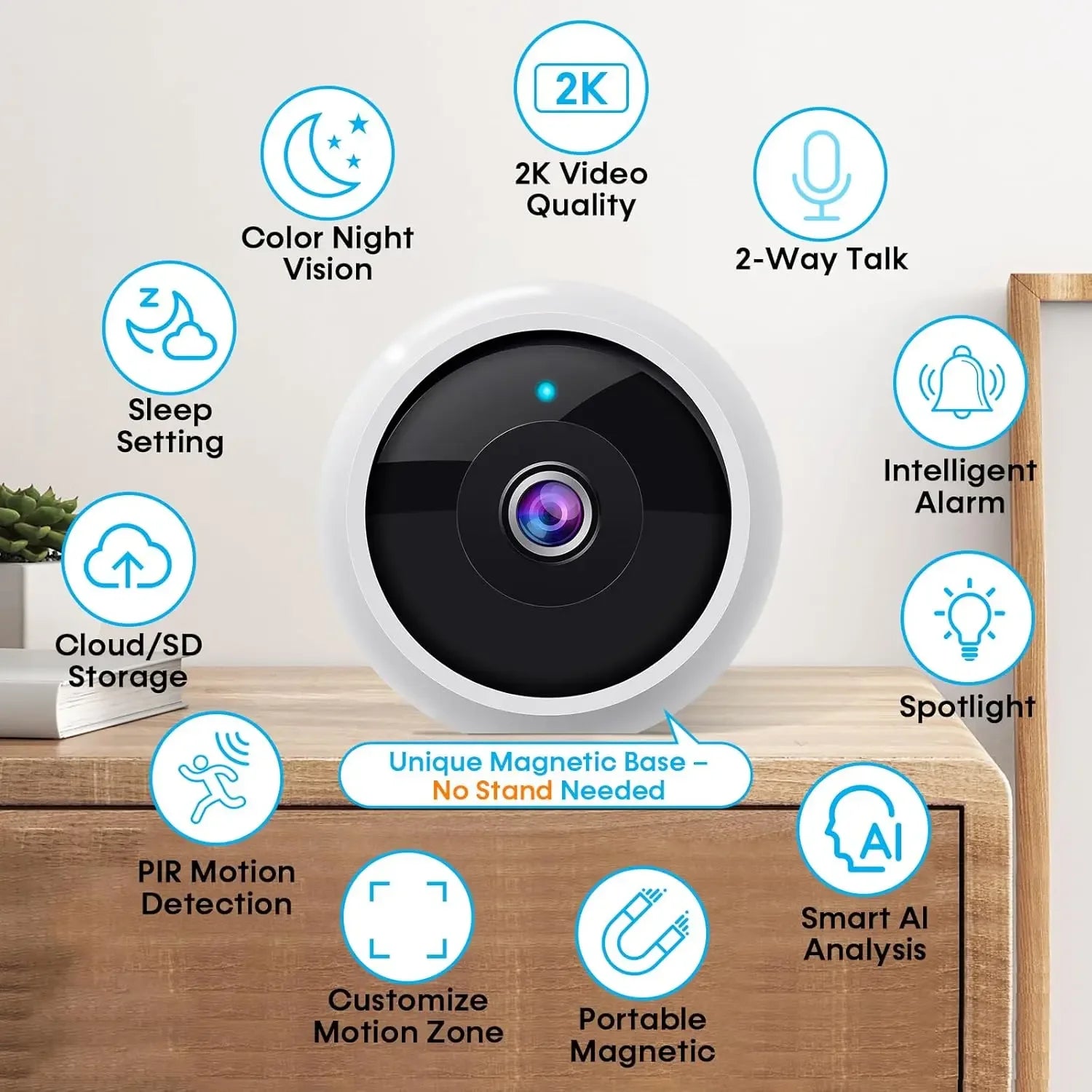 Wireless Outdoor Security Cameras 2-Pack: Magnetic Mount, 2K HD, AI Motion Detection, Long Battery Life Peaceful Pleasures Health and Wellness